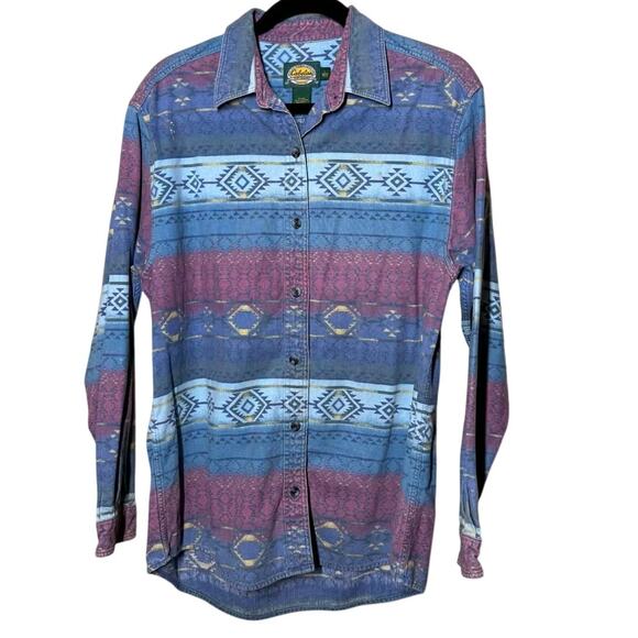 90'S/00'S VINTAGE CABELAS FOR WOMEN WESTERN 100% COTTON BUTTON-UP SHIRT SIZE L - Picture 1 of 4
